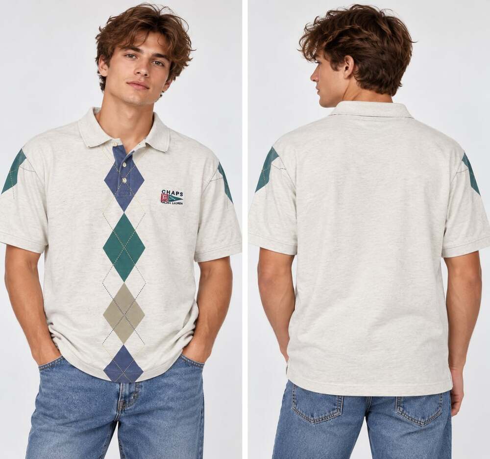 Chaps Ralph Lauren Argyle Size L Polo Shirt